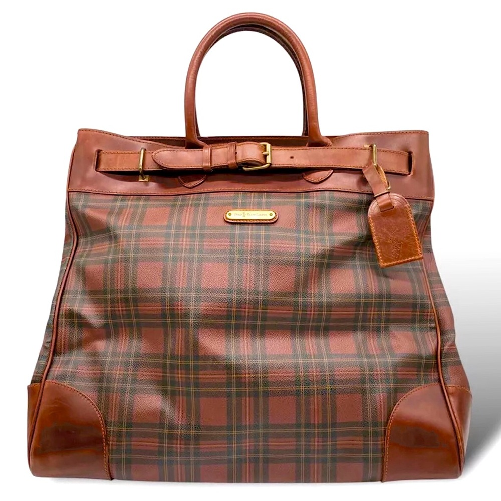 RALPH LAUREN Tartan Plaid Doctors Weekend Top Handle Buckle Closure Travel Bag - Picture 17 of 17